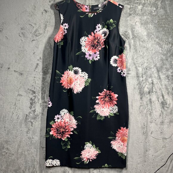 SUZY SHIER Dress Size XL Black Floral Sleeveless Knee-Lenght Feminine Stretch - Picture 1 of 8